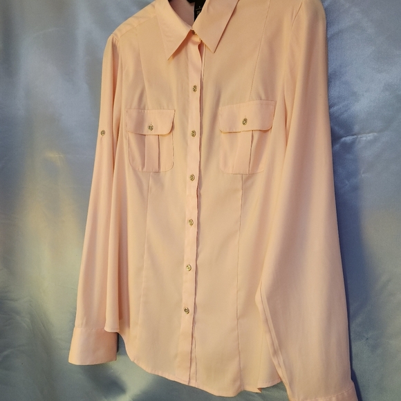 EUC WHBM long sleeve blouse light pink Size 6 💕 - Picture 5 of 13